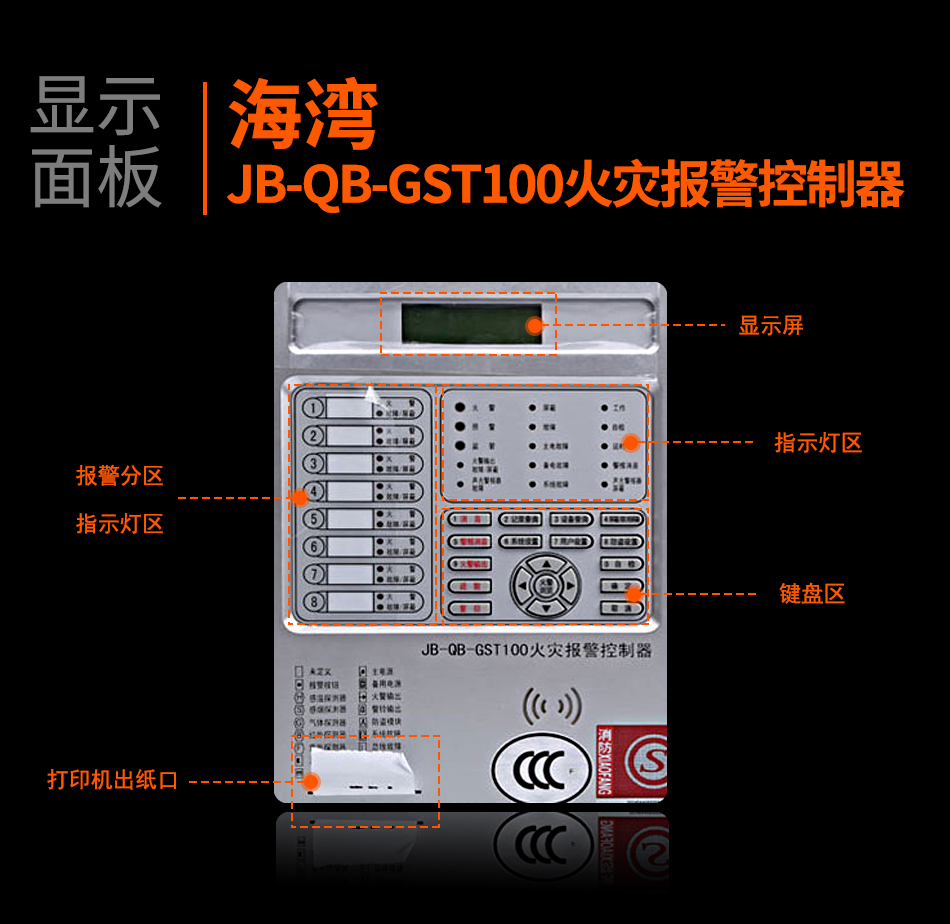 浙江海灣JB-QB-GST100浙江火災報警控制器顯示面板